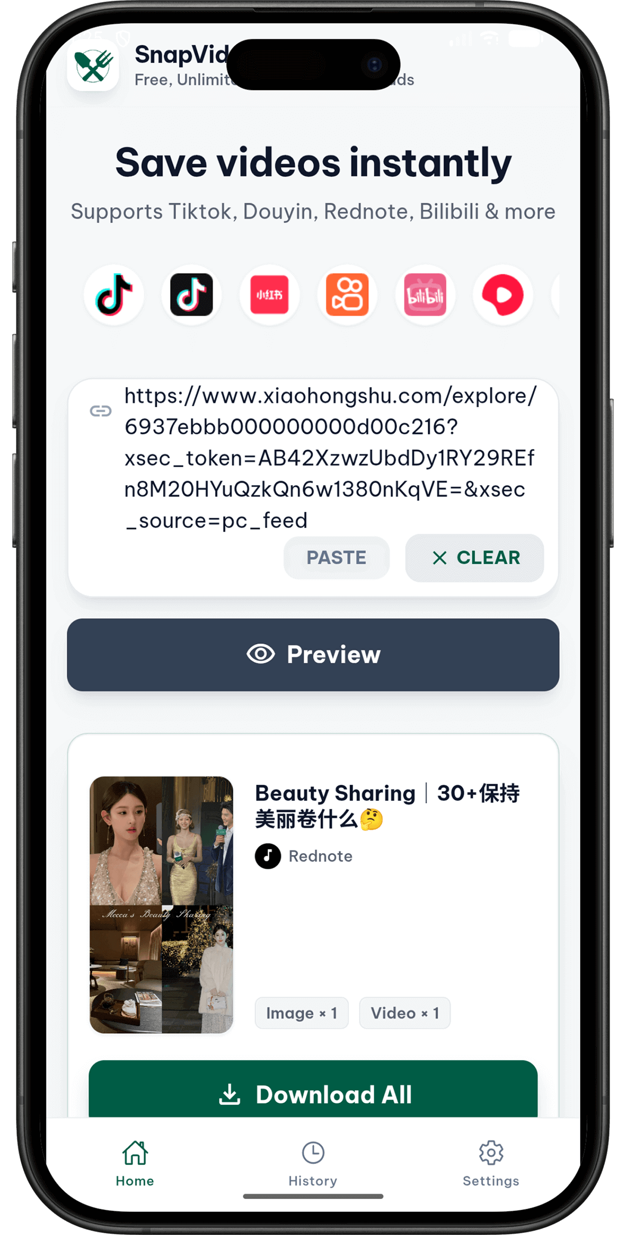 SnapVideoTools视频下载App界面